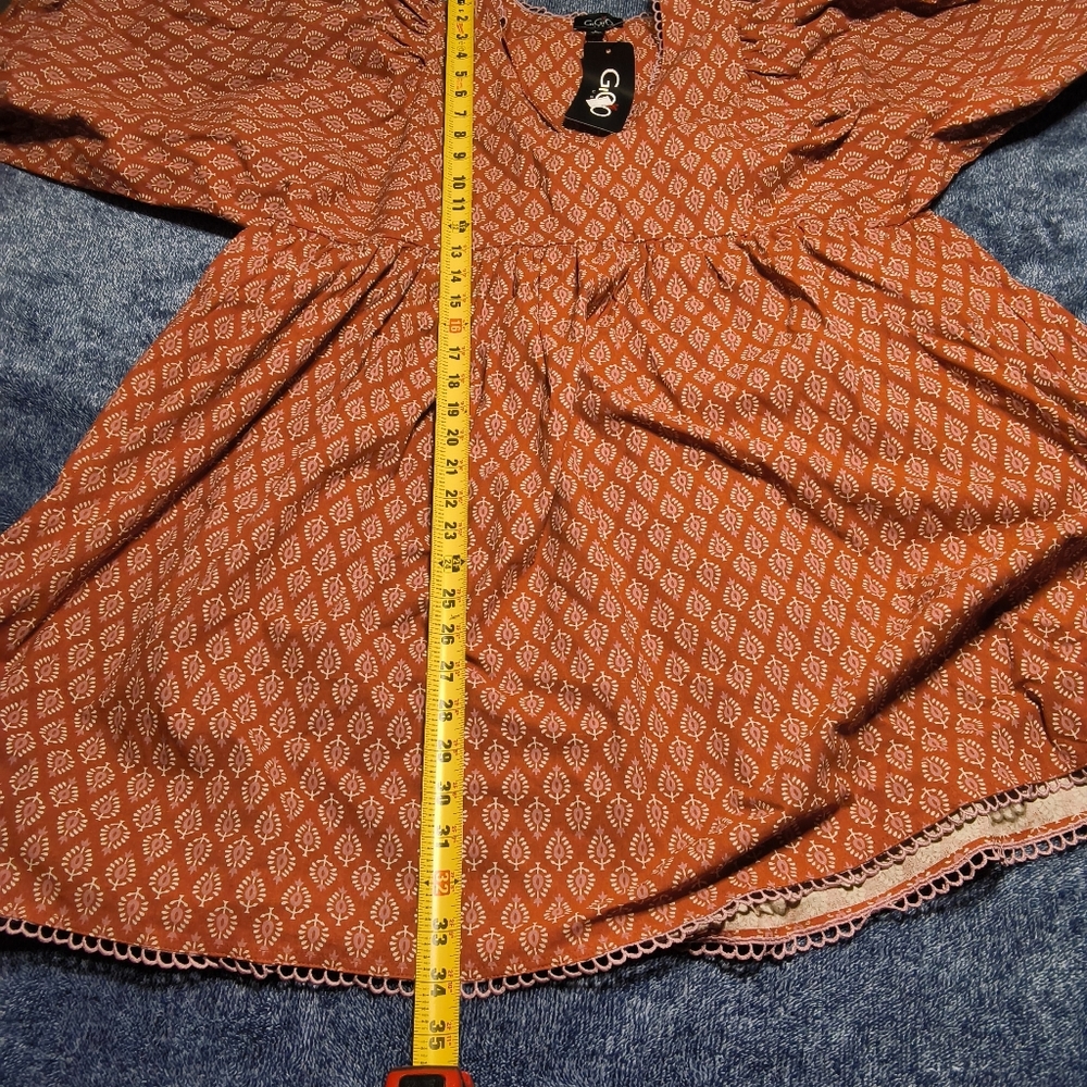 GiGio Women's Puff Sleeve Babydoll Dress with Lace Trim Size Large NWT - Picture 10 of 11